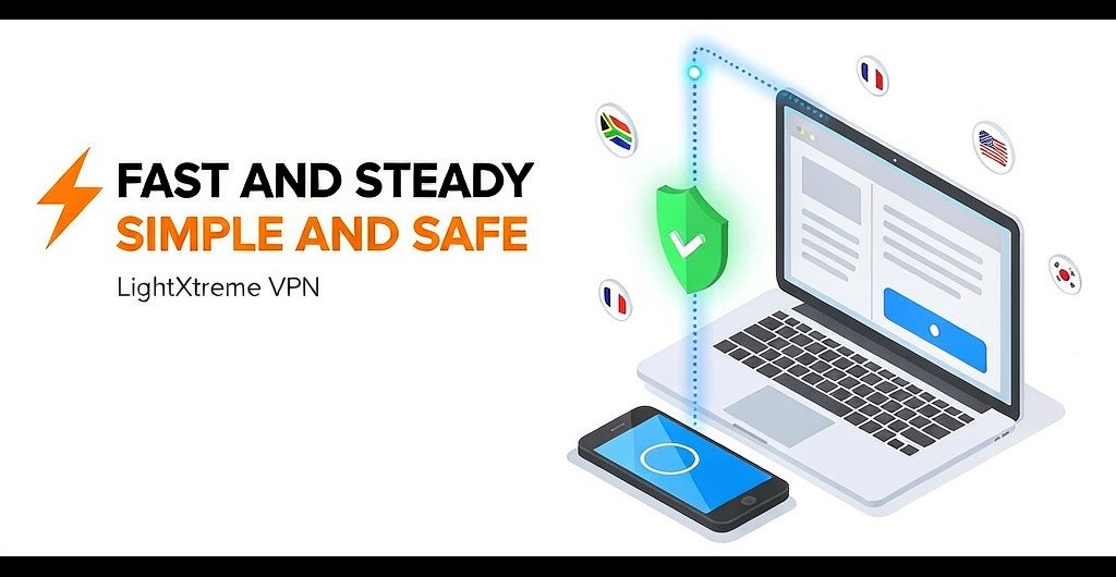 LightXtreme VPN client: unlimited data and speed, 2,000+ servers across 70+ countries, multiple devices online at once